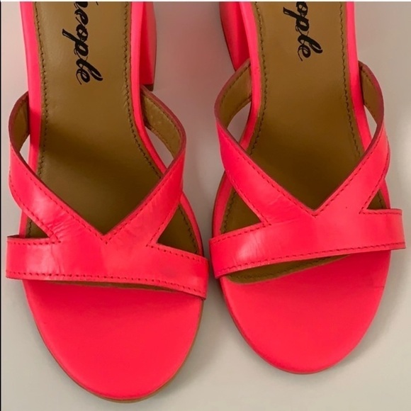 Free People Block Heel Slides Neon Pink - Picture 9 of 13